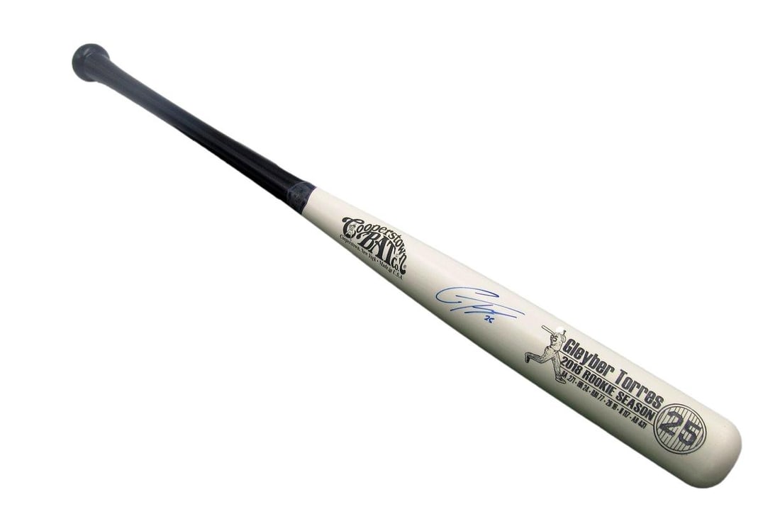 Signed 2018 Cooperstown Yankees Gleyber Torres 210038 Auto Rookie Season Bat JSA (1 of 4)