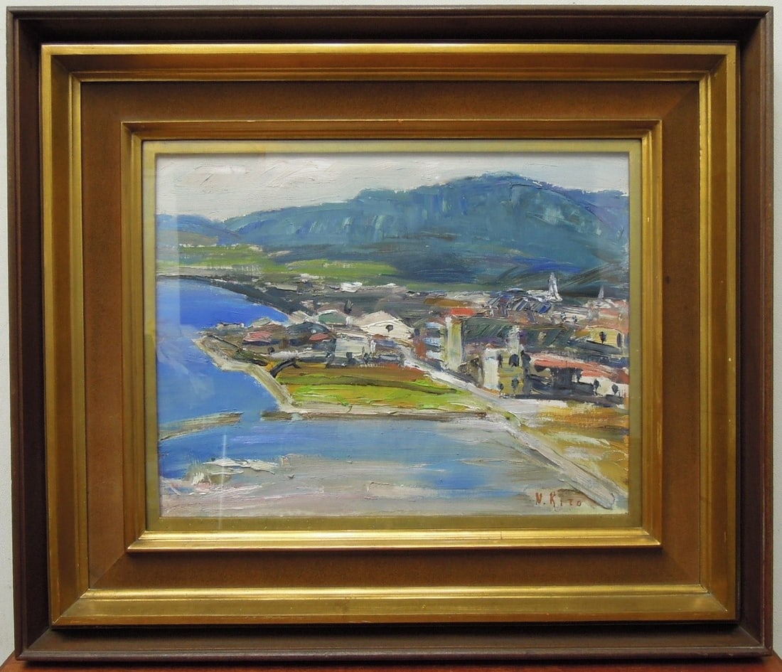 Nabesaburo Kito Oil Painting Early Summer Gamagori F6 Framed Fine Art Japan: Nabesaburo Kito Oil Painting Early Summer Gamagori F6 Framed Fine Art Japan Item Specifics: Artist: Nabesaburo Kito Subject: Landscape Material: Oil on Canvas Board Style: Japanese Size: 53 x 62.5 cm 