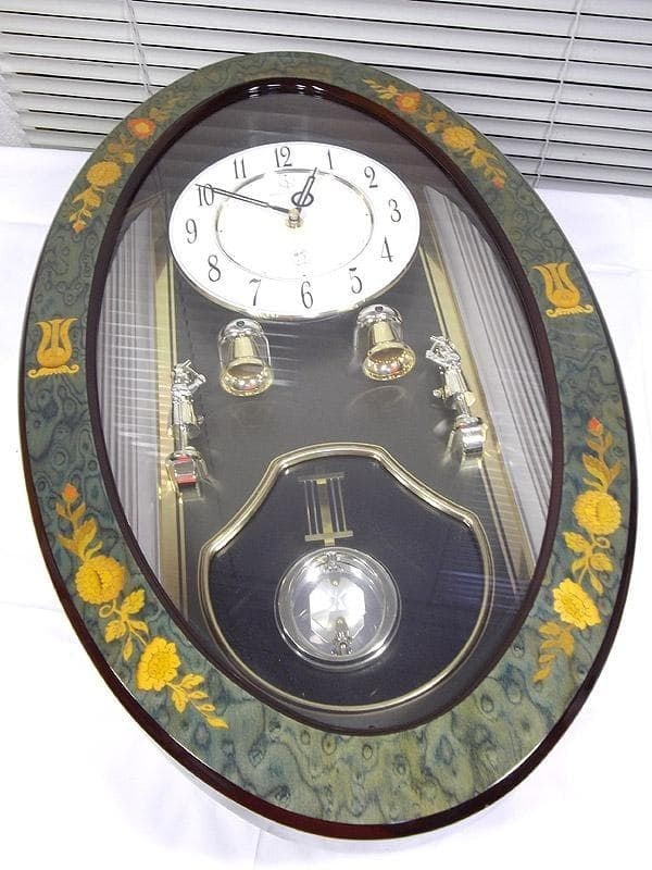 RHYTHM 4MJ784QE Queen Elizabeth 2 Musical Wooden Karakuri Wall Clock Rare (1 of 12)