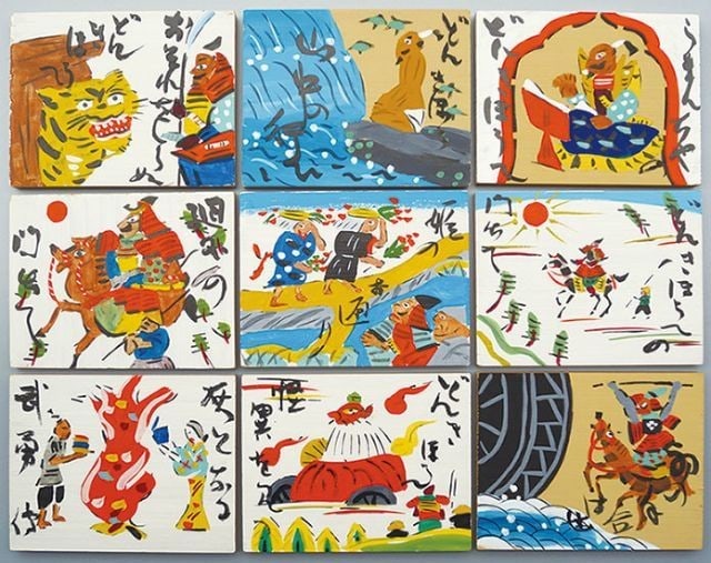 Mingei Art Hand Painted 9 Piece Don Quixote Set Wood Board By Keisuke Serizawa (1 of 1)