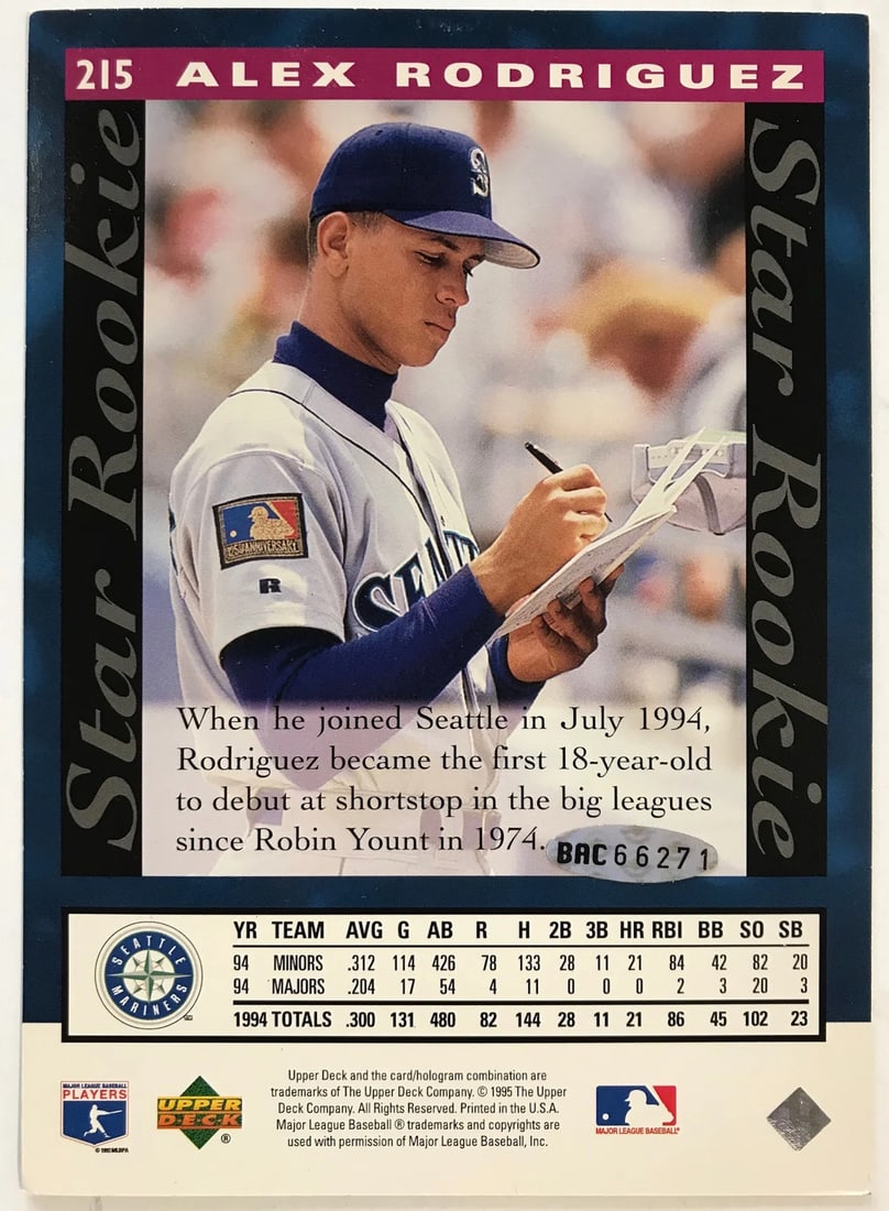 Rodriguez Alex Autographed 5x7 Card Deck Upper - 2