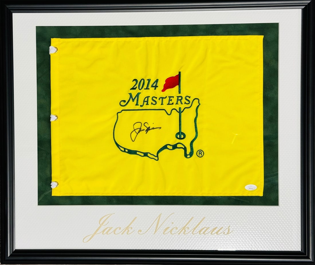 Jack Nicklaus autographed Framed 2014 Masters Flag (JSA) (1 of 2)