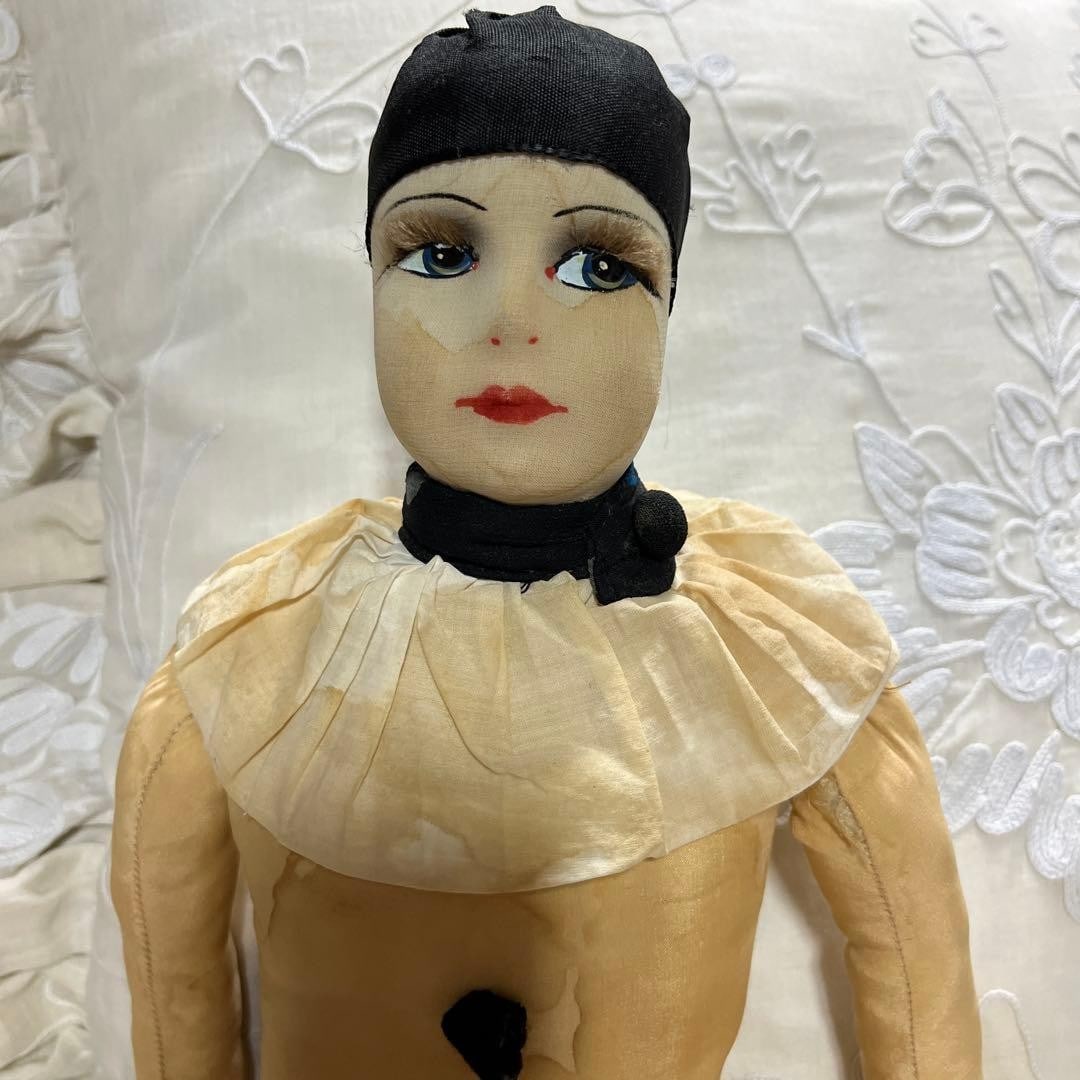French Rare 25in Collectible Antique Doll Pierrot Boudoir Clown (1 of 13)