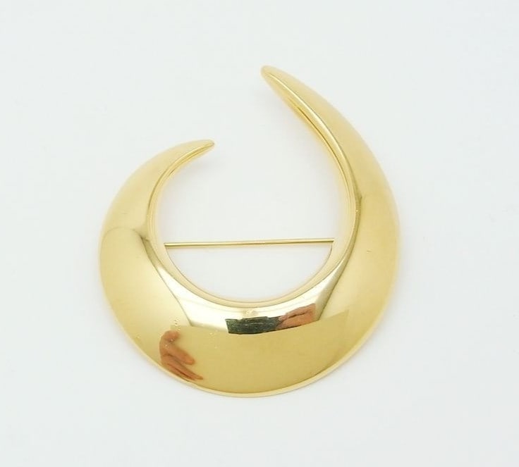 Georg Jensen HaH Hans Hansen Moon Pin Brooch Yellow Gold 18K (1 of 7)