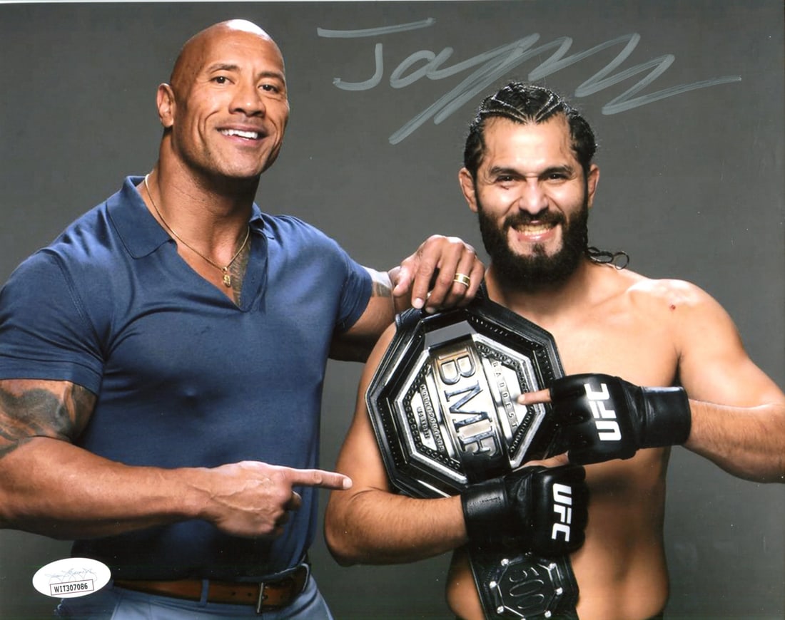 Jorge Masvidal Autographed 8x10 Photo (JSA): Jorge Masvidal Autographed 8x10 Photo (JSA) Jorge Masvidal's sharpie signature adds a touch of authenticity to this 8x10 photo, bearing the mark of James Spence Authentication (JSA) for added peace of