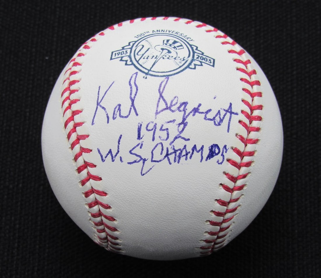 Kal Segrist Signed/ Auto Yankees 100th OML Baseball JSA Inscr 186731 (1 of 2)