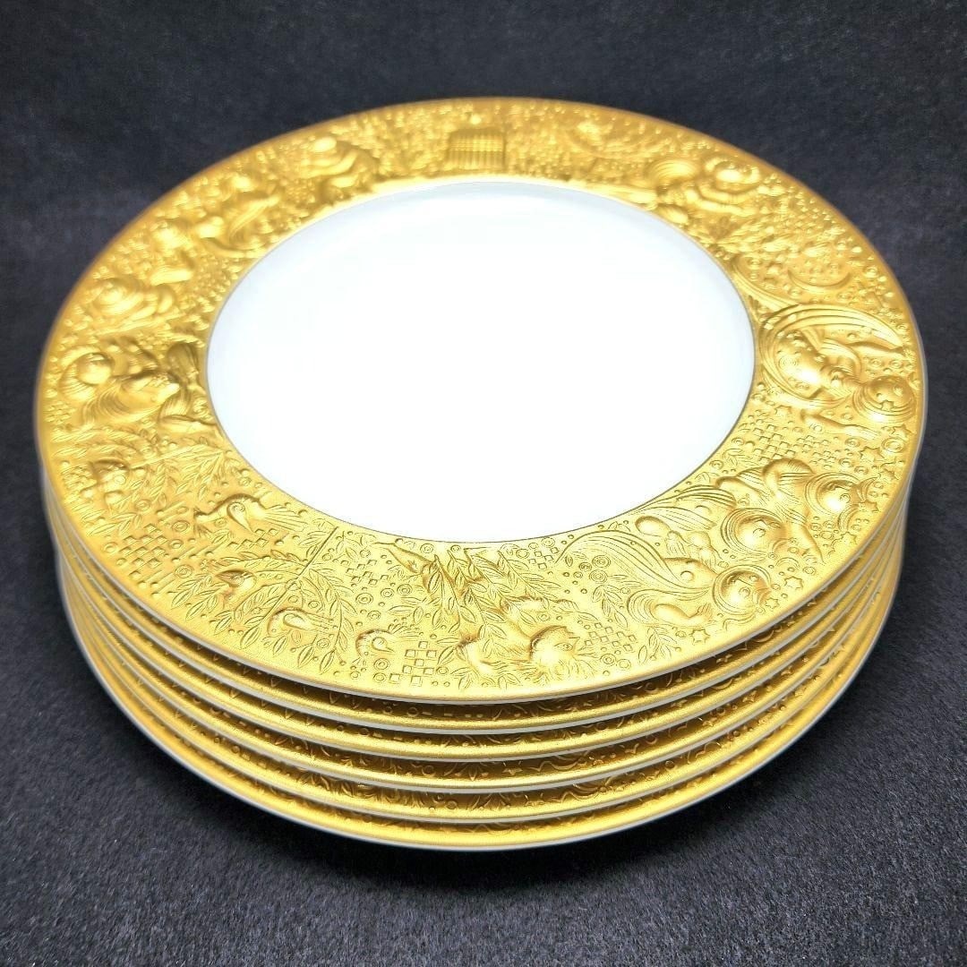 Rosenthal Magic Flute Gold Salad Plates Set Sarastro 6pcs Bjorn Wiinblad MINT: Rosenthal Magic Flute Gold Salad Plates Set Sarastro 6pcs Bjorn Wiinblad MINT Item Specifics: Brand: Rosenthal Pattern: Magic Flute Type: Salad Plate Plate Diameter: 8 3/4" Color: Gold Material: Porce