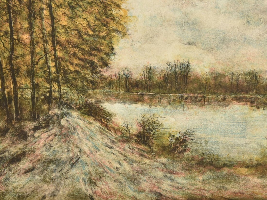 Bernard Gantner Lithograph Landscape Pencil signed ED185 Framed - 2