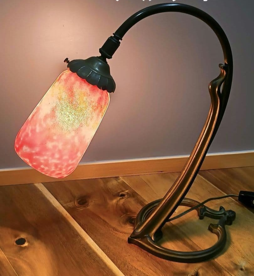 DAUM NANCY Table Lamp Signed Marked 3.7 lb Glass French Vintage Art Nouveau Rare (1 of 11)
