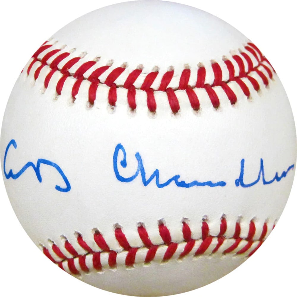 Autographed Baseball by AB Chandler: Autographed Baseball by AB Chandler Signed in blue pen across the sweet spot, AB Chandler's autograph adds a touch of personalization to this baseball. The item bears a signature from the artist, a no