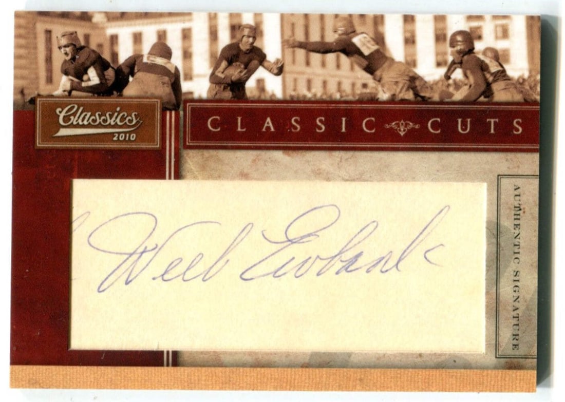 Weeb Ewbank 2010 Panini Classic Cuts #75 Card: Weeb Ewbank 2010 Panini Classic Cuts #75 Card Weeb Ewbank signed card from the 2010 Panini Classic Cuts set, graded by Professional Sports Authenticator (PSA). The card features a unique cut design an