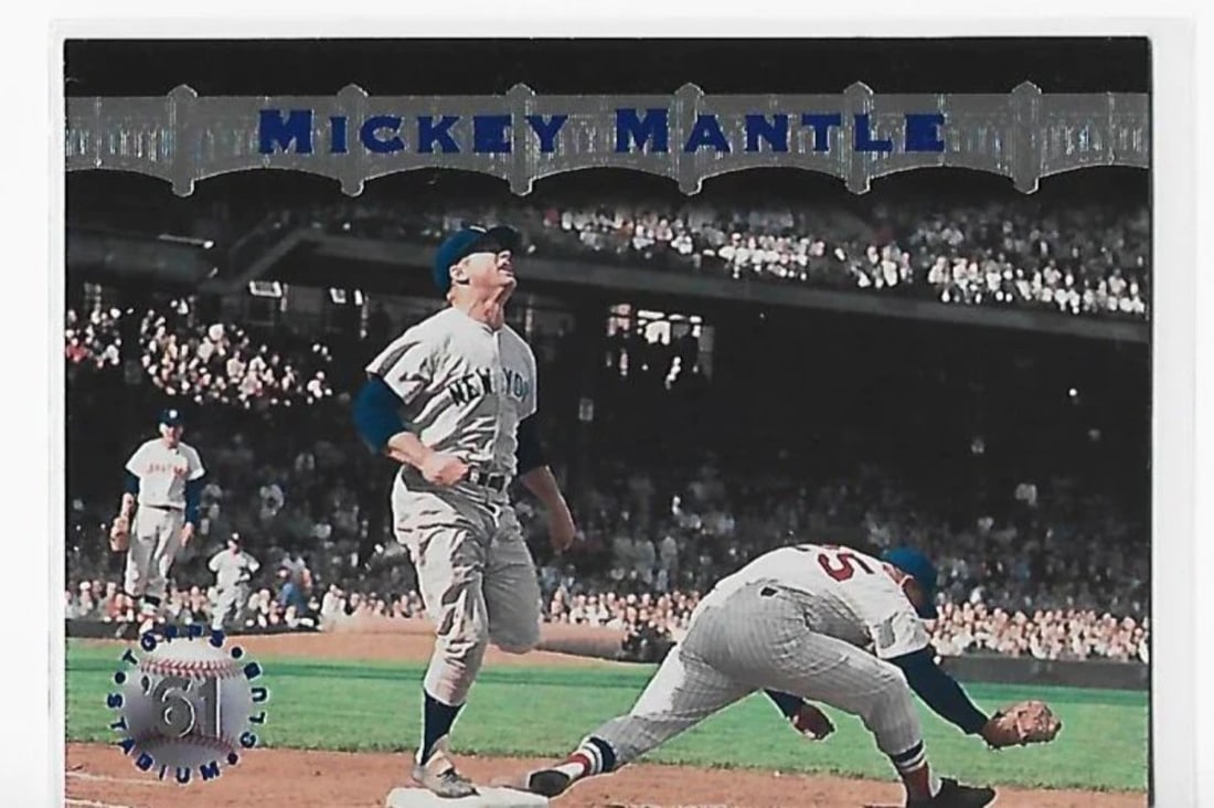 Mickey Mantle Stadium Club 1996 Topps MM-11 Card: Mickey Mantle Stadium Club 1996 Topps MM-11 Card Mickey Mantle Stadium Club #MM-11 Card, 1996 Topps. This card features the iconic baseball legend Mickey Mantle in a unique and stylish design, showcas