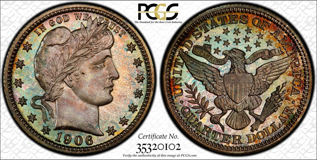 Quarter 25C Barber PCGS PR67+ CAC - 2