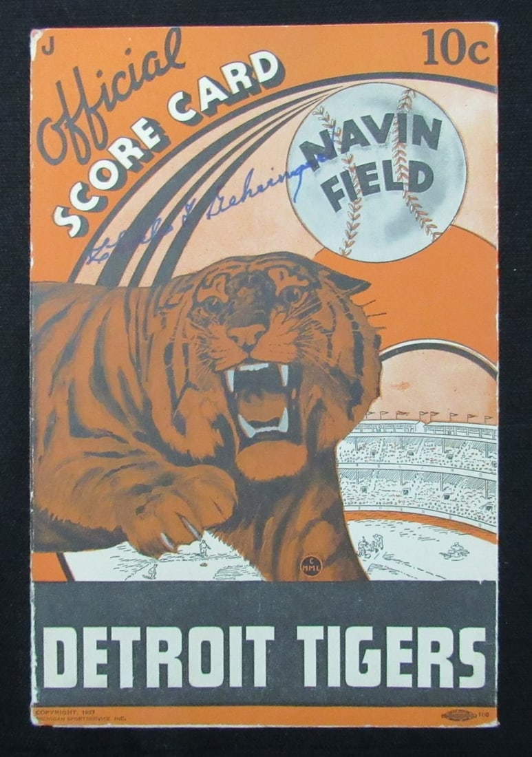 1937 Yankees vs Tigers Signed/ Auto (9) Program Scorecard DiMaggio JSA 194940 (1 of 12)