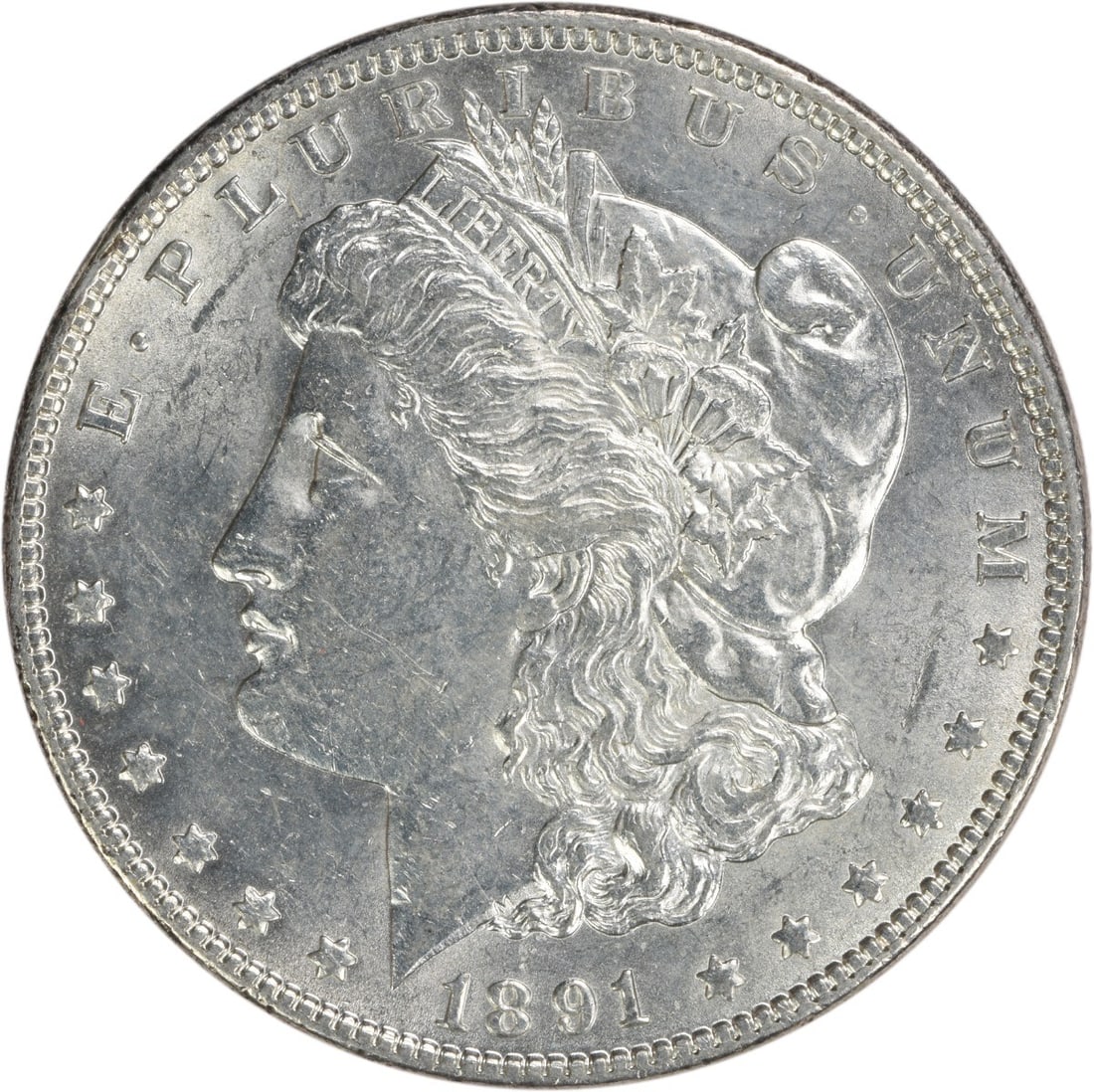 Silver dollar slider uncertified au morgan 1891: Silver dollar slider uncertified au morgan 1891 The 1891 Morgan dollar, certified as Uncirculated and weighing 26.73 grams, boasts its original silver composition with 90% silver and 10% copper. This 
