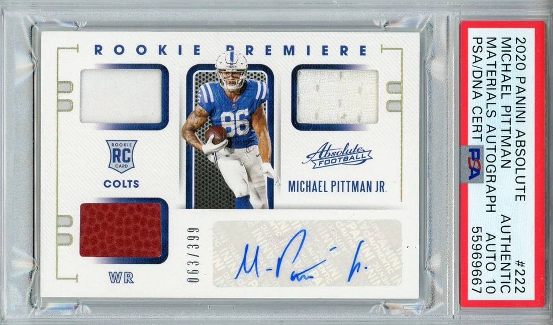 Michael Pittman Autographed 2020 Panini Absolute Rookie Card (PSA Auto 10) (1 of 2)