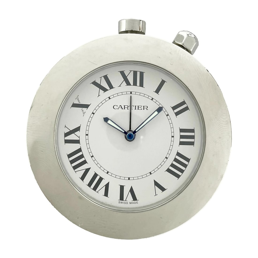 Cartier Table Clock 2751 Travel Desk Alarm Quartz Watch with Box Near Mint: Cartier Table Clock 2751 Travel Desk Alarm Quartz Watch with Box Near Mint Item Specifics: Movement: Quartz (Battery Powered) Shape: Round Color: Silver Material: Stainless Steel Brand: Cartier Type: 