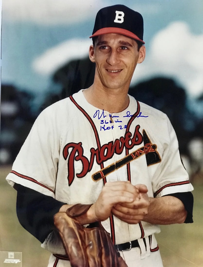 Warren Spahn Autographed 16x20 Baseball Photo: Warren Spahn Autographed 16x20 Baseball Photo Warren Spahn's impressive baseball legacy is on full display in this 16x20 signed photo, bearing his signature across the front in blue sharpie with a not