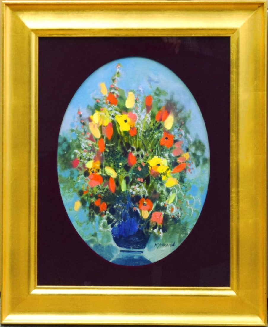 French floral art original oil painting signed poppy bouquet monique (1 of 9)