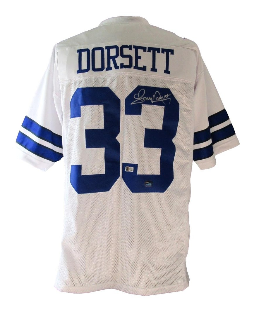 Tony Dorsett HOF Signed Dallas Cowboys Custom Football Jersey Beckett 200790: Tony Dorsett HOF Signed Dallas Cowboys Custom Football Jersey Beckett 200790 Item Specifics: Autograph Authentication: Beckett Authentication Services (BAS) Original/Reprint: Original Product: Jersey 