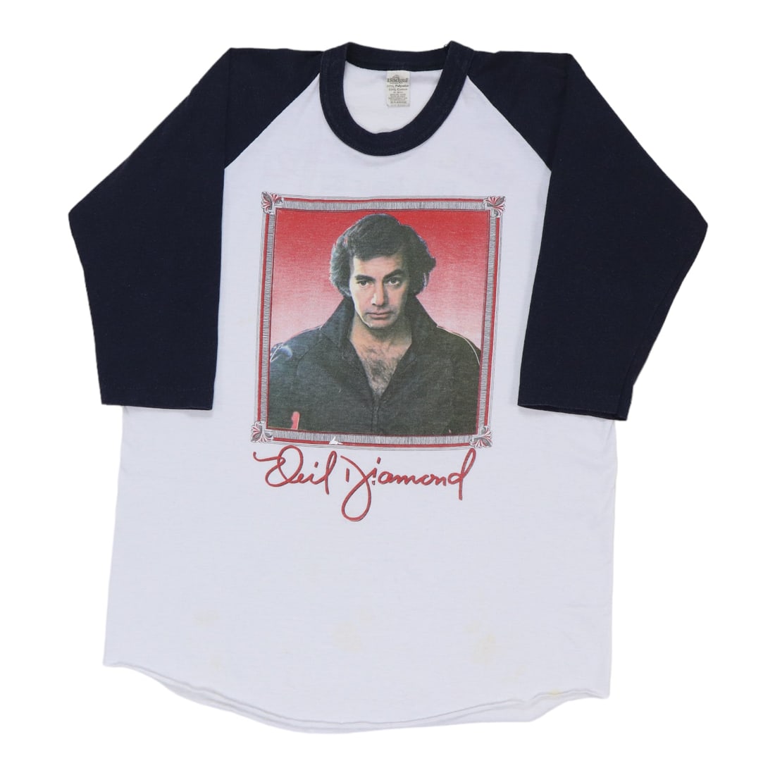 1982 Neil Diamond Tour Jersey Shirt: 1982 Neil Diamond Tour Jersey Shirt Extra Large Era 1982 Neil Diamond Tour Jersey Shirt. This vintage shirt features front and back graphics, measuring 28" collar to hem and 20" pit to pit in the fron
