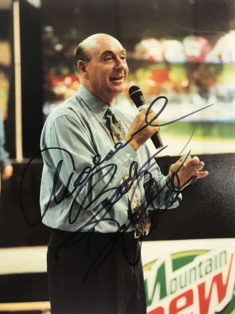 Dick Vitale Autographed 8x10 Basketball Photo: Dick Vitale Autographed 8x10 Basketball Photo Signed across the front in black sharpie, this Dick Vitale autographed 8x10 basketball photo showcases the iconic sports broadcaster's personal touch.
