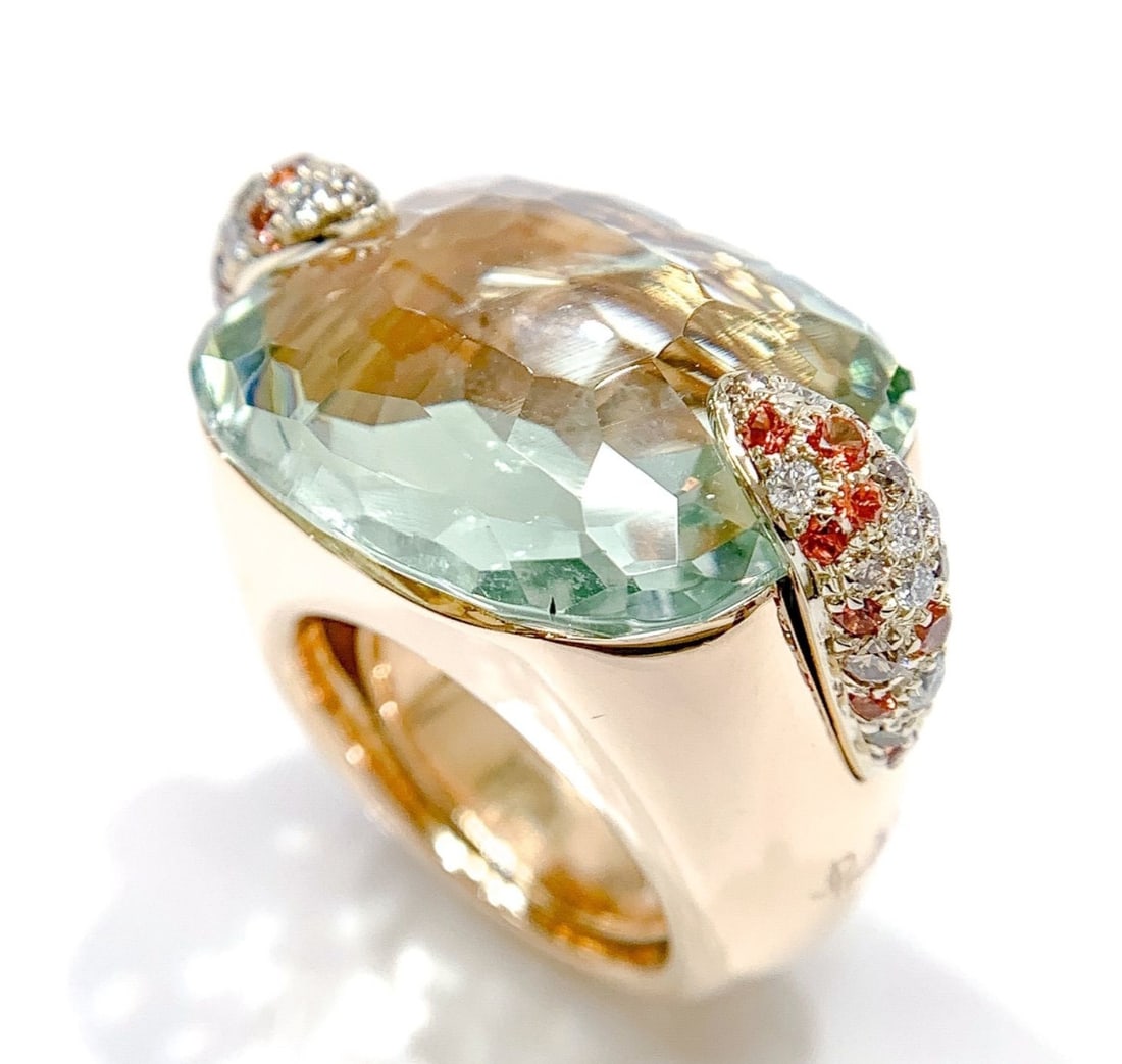 Pomellato Pin Up Prasiolite Garnet Diamond 18k Rose Gold Bold Ring US5.25 EU50: Pomellato Pin Up Prasiolite Garnet Diamond 18k Rose Gold Bold Ring US5.25 EU50 Item Specifics: Antique: No Shape: Round Main Stone Creation: Natural Occasion: Anniversary Birthday Christening