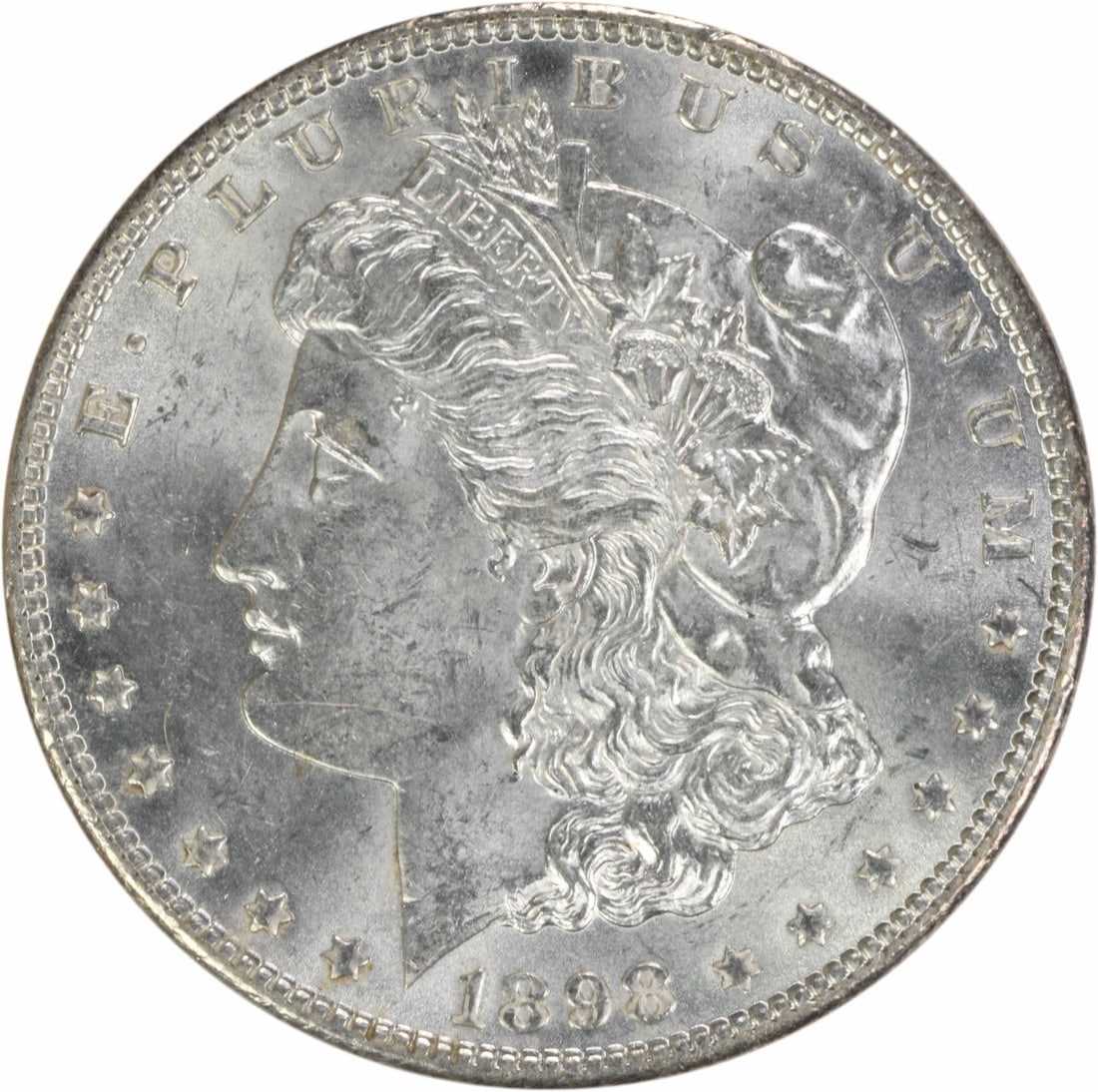 1898 Morgan Silver Dollar Choice BU Uncertified: 1898 Morgan Silver Dollar Choice BU Uncertified Choice BU Uncertified Morgan Silver Dollar (1898) - A high-grade, uncirculated silver dollar from the iconic Morgan series, featuring a strong design an