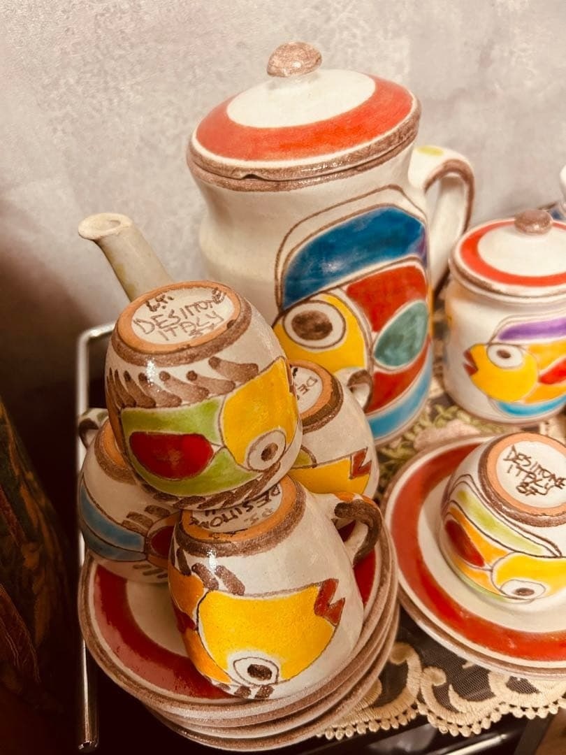 De Simone Coffee Full Set Italy Multi Color Hand Painted Kitchen Tableware - 2