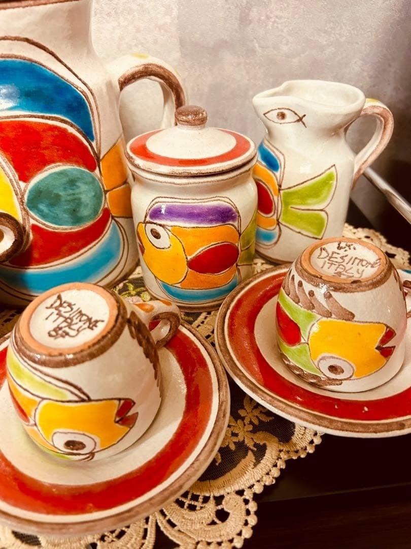 De Simone Coffee Full Set Italy Multi Color Hand Painted Kitchen Tableware - 4