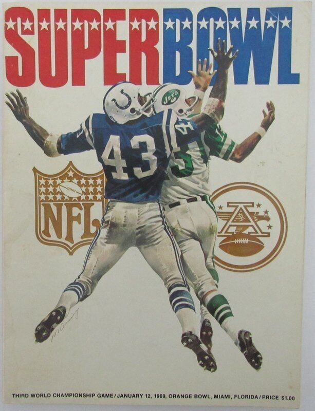 Super Bowl III 1969 Vintage Rare Colts vs Jets Joe Namath 141532: Super Bowl III 1969 Vintage Rare Colts vs Jets Joe Namath 141532 Signed by Joe Namath, the legendary quarterback who famously guaranteed a Jets victory in Super Bowl III. This vintage program features