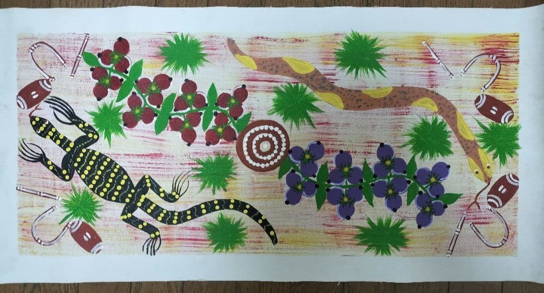 Roslyn Briscoe Nangala Aboriginal Acrylic Canvas Perentie Bush Food 2016: Roslyn Briscoe Nangala Aboriginal Acrylic Canvas Perentie Bush Food 2016 Item Specifics: Artist: Roslyn Briscoe Nangala Unit Of Sale: Single Piece Signed By: Roslyn Briscoe Nangala Signed: Yes Size: L