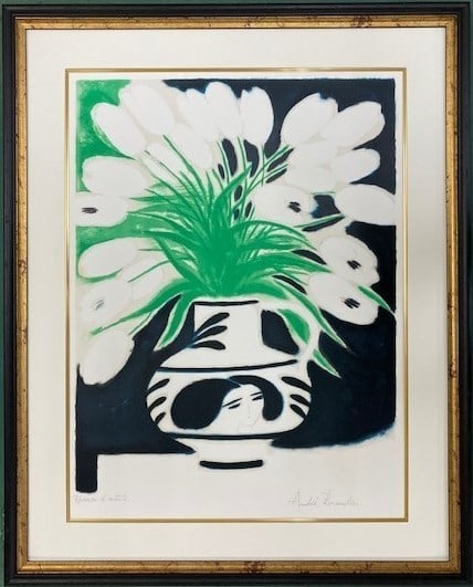 Andre Brasilier Bouquet Chantal Original Lithograph 1972 Signed ED EA Framed (1 of 5)