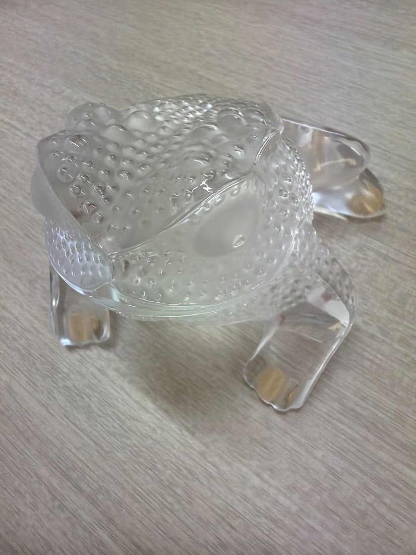 Lalique Crystal Glass Frog Gregoire Bullfrog Signed France Figure 4.5 in (1 of 6)