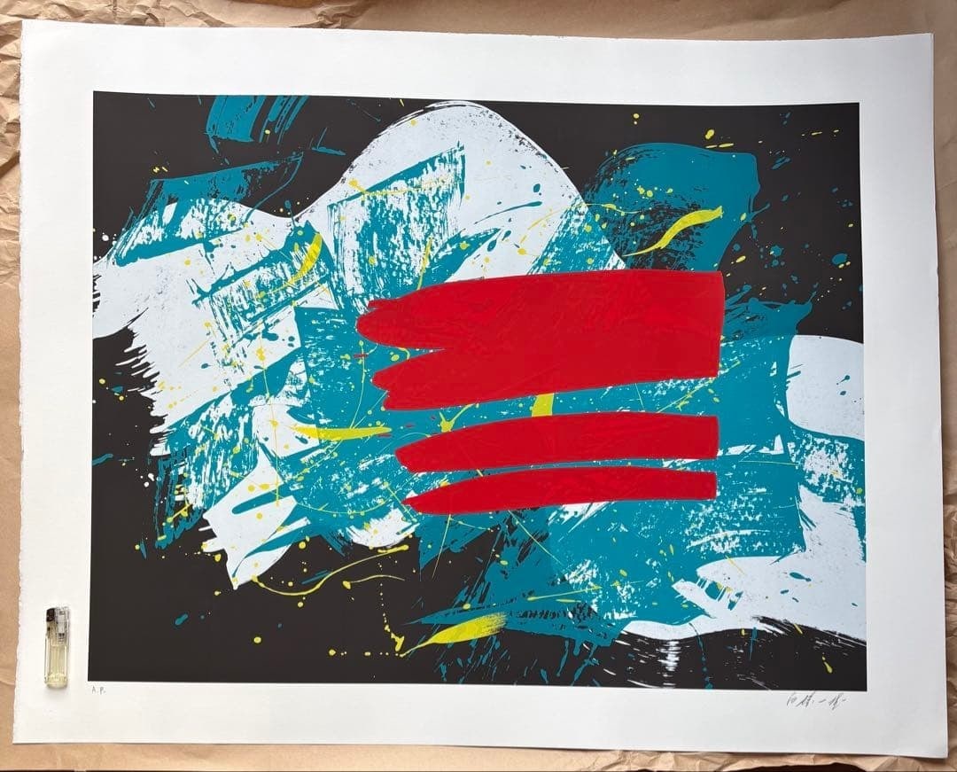Kazuo Shiraga Red Flag 1993 Large Silkscreen Authentic AP Signed Gutai (1 of 10)