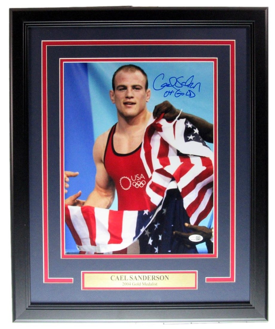 Cael Sanderson Olympic Gold Medal Wrestling Signed 11x14 Photo Framed JSA 205691 (1 of 3)