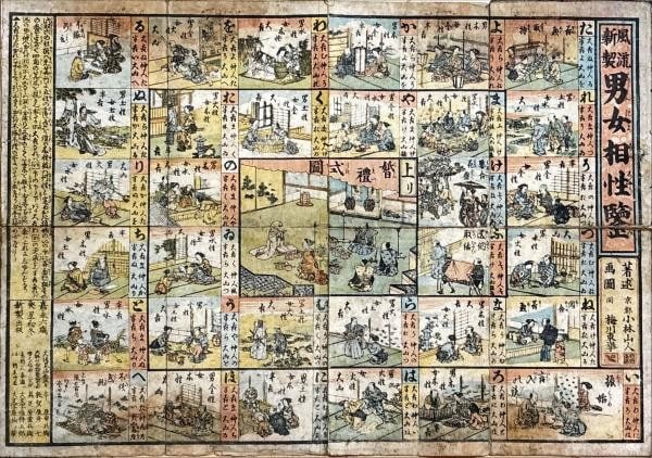 Antique 1853 Japanese Woodblock Print Compatibility Chart Umekawa Tokyo Edo Art: Antique 1853 Japanese Woodblock Print Compatibility Chart Umekawa Tokyo Edo Art Item Specifics: Artist: Umekawa Tokyo Subject: Fortune Telling and Compatibility Material: Washi Paper Style: Japanese S