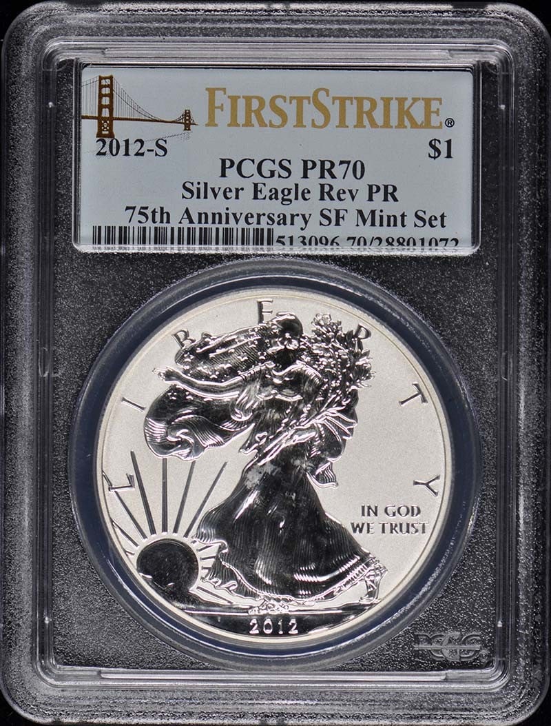2012-S PCGS First Strike Sliver Eagle 75th Anniversary PR70 Set - 2