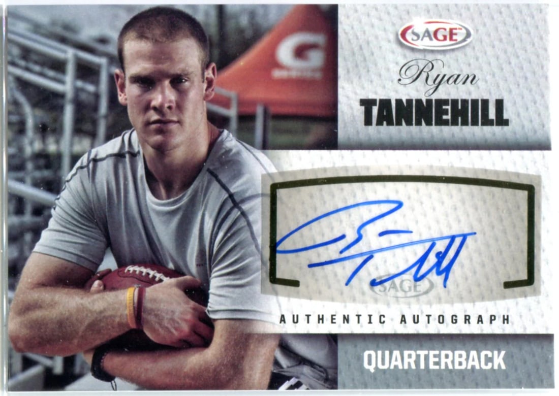 Ryan Tannehill 2012 SAGE Autographed Card: Ryan Tannehill 2012 SAGE Autographed Card The Ryan Tannehill 2012 SAGE Autographed Card features an authentic signature from the quarterback. This card showcases Tannehill's likeness and autograph, a 