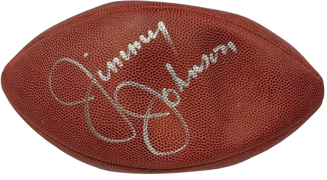Jimmy Johnson Autographed Official Wilson Football: Jimmy Johnson Autographed Official Wilson Football Jimmy Johnson's silver paint pen signature adds a touch of authenticity to this official Wilson football, making it a unique collectible for fans of 