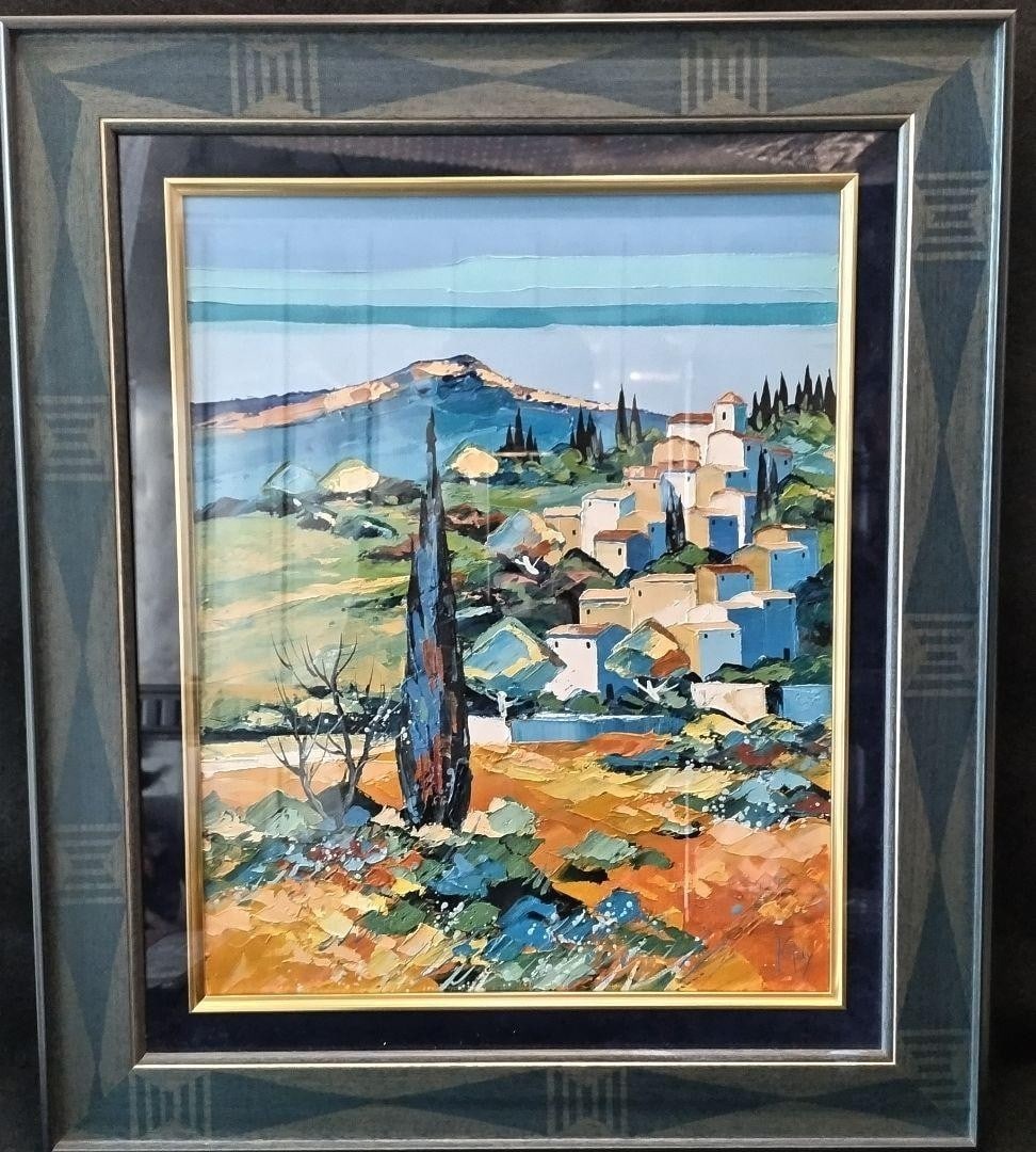 Oil painting village steep original landscape France: Oil painting village steep original landscape France Item Specifics: Artist: Bernard Kerfily Unit Of Sale: Single Piece Signed By: Bernard Kerfily Signed: Yes Size: Medium Material: Canvas Framing: Fr