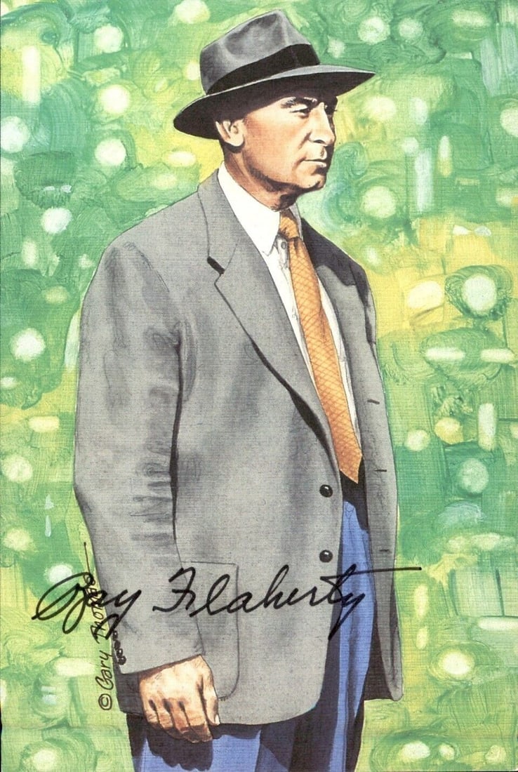 Ray Flaherty HOF Autographed Goal Line Art JSA Redskins GLAC Postcard (1 of 2)