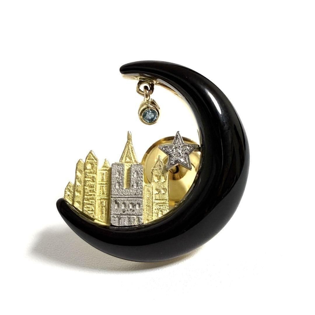 Nobuko Ishikawa As Time Crescent Moon Diamond 18k Yellow Gold Platinum Brooch: Nobuko Ishikawa As Time Crescent Moon Diamond 18k Yellow Gold Platinum Brooch Item Specifics: Occasion: Anniversary Birthday Christmas Engagement Graduation Mother"s Day Valentine"s Day Wedding Signed