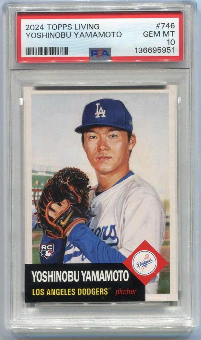 Yoshinobu Yamamoto 2024 Topps Living RC #746 PSA Graded 10 (1 of 2)