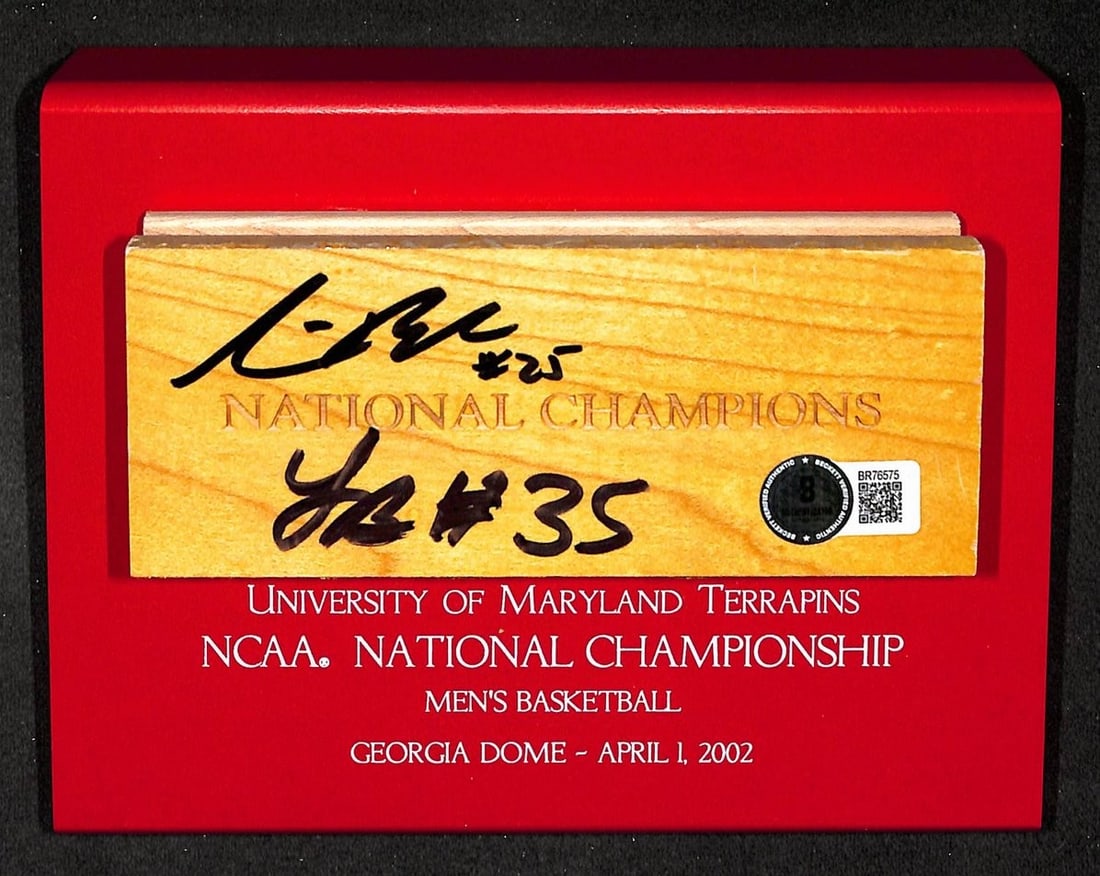 Lonny Baxter/ Steve Blake 2002 Maryland Terrapins Champs Signed Floorboard 209718 (1 of 2)