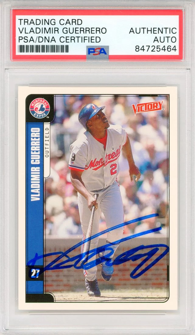 Vladimir Guerrero Autographed 2001 Upper Deck Victory Card #384 (PSA Auto): Vladimir Guerrero Autographed 2001 Upper Deck Victory Card #384 (PSA Auto) Item Specifics: Brand: PSA/DNA Vladimir Guerrero Autographed 2001 Upper Deck Victory Card #384 Signed in blue sharpie across 