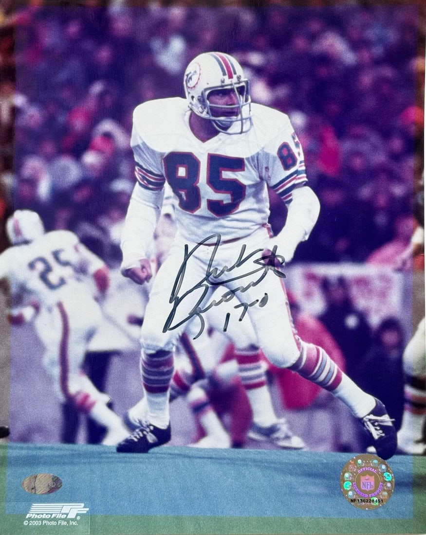 Autographed Dolphins Football 8x10 Photo Mounted Memories (1 of 2)