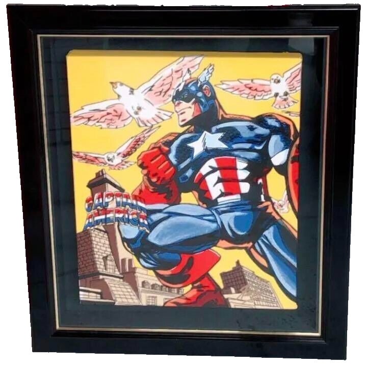 Steve Kaufman Captain America Silkscreen Canvas Signed Framed ED75 (1 of 4)