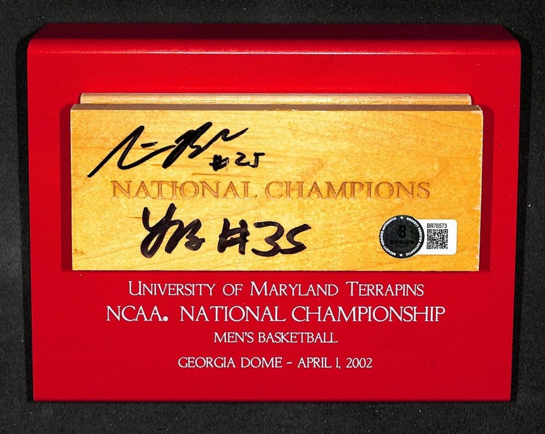 Lonny Baxter/ Steve Blake 2002 Maryland Terrapins Champs Signed Floorboard 209716 (1 of 2)