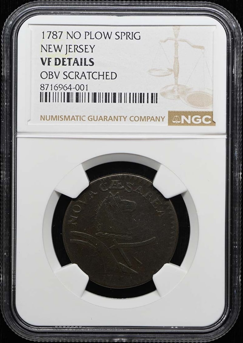 1787 NO PLOW SPRIG NEW JERSEY COLONIAL NGC VF Details BN (1 of 3)
